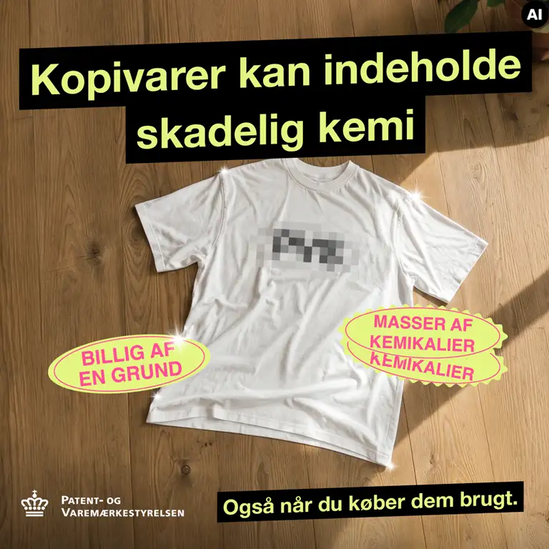 Billede med budskabet: Kopivarer kan indeholde skadelig kemi