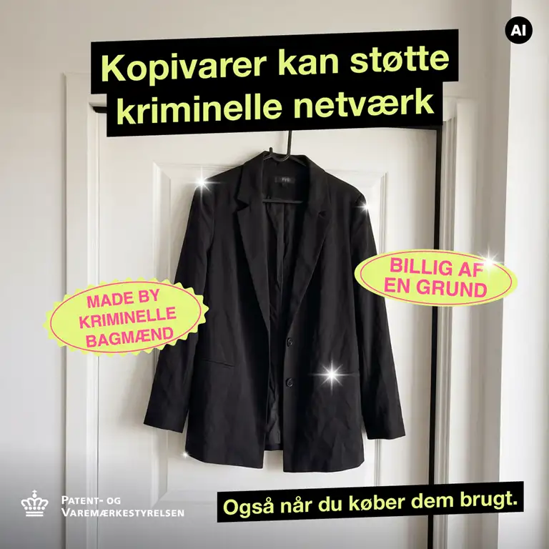 Billede med budskabet: Kopivarer kan støtte kriminelle netværk